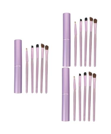 minkissy 15 Pcs Horsehair Eyeshadow Brush Mascara Brush Women Makeup Brush Thin Eyeliner Brush Flat Makeup Brush Gel Eyeliner Brush Travel Kit for Women Tool Brush Miss Mix Purple