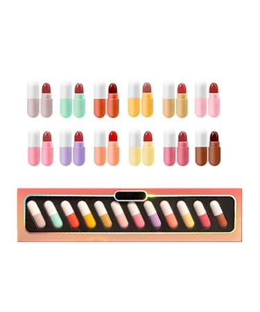 Allbestaye Capsule Lipstick Set Lip Gloss Set Capsule Shape Liquid Lipstick Portable Lipstick 12pcs - Buy Online on GoSupps.com