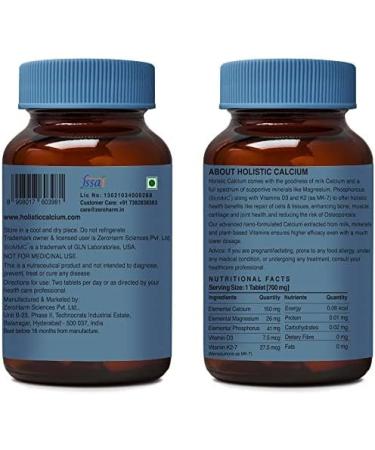 YHN Holistic Calcium Tablets for Women and Men - Milk Based with D3 K2-7, Magnesium & Phosphorous - Joint Support & Bone Strength - 60 Tablets - Buy Online on GoSupps.com