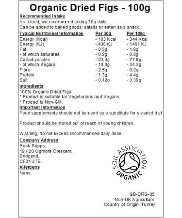 Organic Dried Figs - 100g - Baked Goods - Whole - Vegan - Buy Online on GoSupps.com