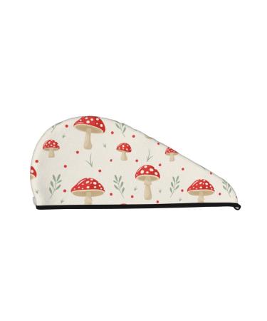 Flat Mushrooms Microfiber Hair Towel Soft Super Absorbent Hair Towel Wrap for Women Coral Velvet Quick Dry Hair Cap for Long Curly and Thick Hair