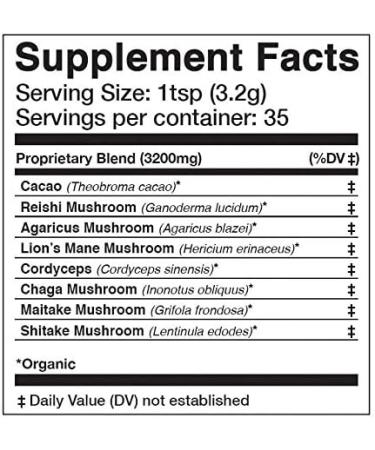 Anima Mundi Adaptogenic Mushroom Superfood Powder - Organic Immune Defense Supplement with Reishi, Lions Mane, Chaga, Maitake & Cordyceps Mushrooms - 4oz (113g) - Buy Online on GoSupps.com