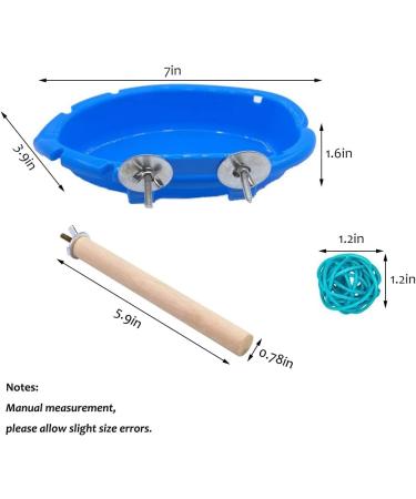 Bird Bath Tub Set - Wooden Branches, Colorful Rattan Balls, Bird Shower Bathing Bowl - Parrot Bathtub, Cage Accessories - Buy Online on GoSupps.com