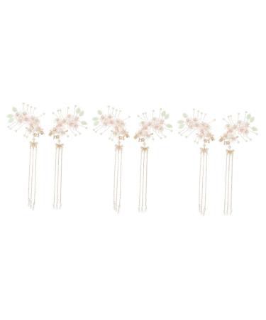 Beaupretty Flower Hair Clip Pairs antique hairpin headdress vintage chinese clip chinese style charms barrettes for girls flower tassel hairpin bride Acrylic Hanfu Hair Bows
