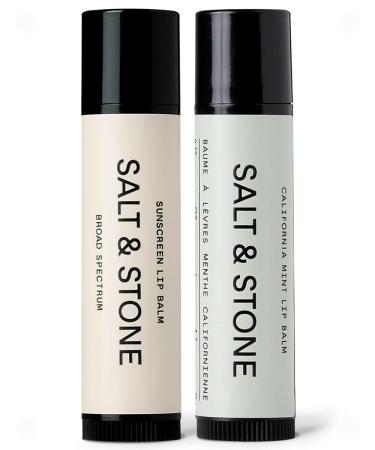SALT & STONE Lip Balm Duo - California Mint Lip Balm & SPF 30 Sunscreen Lip Balm (2 Pack) | With Shea Butter Vitamin E & Jojoba Oil | Restores Dry Cracked Lips | Cruelty-Free Gluten-Free