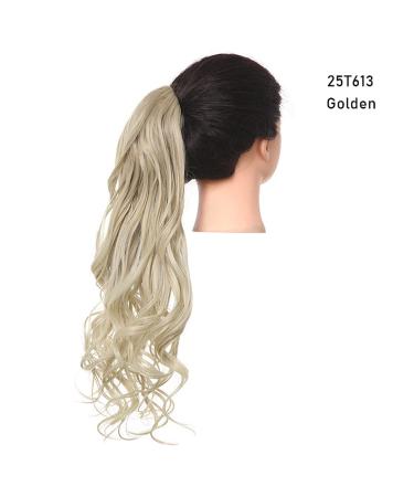Shop Shadow Curly Hair Ponytail Extensions - 26 Synthetic Blonde Pink Wavy Clip-In Hairpiece for Afro Styles - Buy Online on GoSupps.com