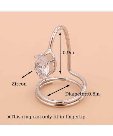 Rumtock Vintage Crystal Nail Protecting Silver Ring for Women - Finger Tip Manicure Jewelry - Buy Online on GoSupps.com