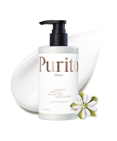 PURITO Luminous Moisture Shea Butter Body Lotion Shea Butter Gentle on Skin Moisturizing Dry Skin Pump Bottle K-Beauty 300ml / 10.14 fl. oz. (Cotton Dreamlight 10.14 fl. oz.) Cotton Dreamlight 10.14 Fl Oz (Pack of 1)