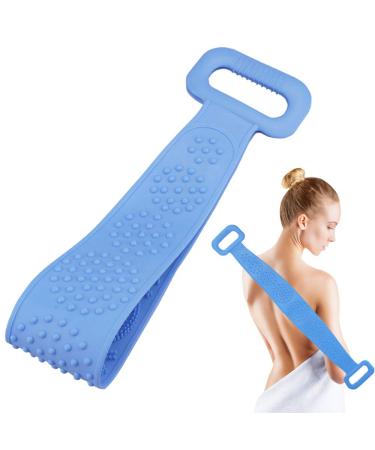 Silicone Body Scrubber Back Scrubber for Shower silicone bath body brush Long Handle exfoliating skin Washer Blue