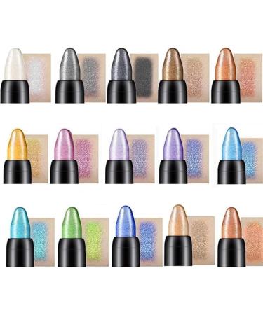 15 Colors Highlighter Eyeshadow Stick Metallic And Matte Shimmer Cream Eye Shadow Pencil Crayon Waterproof Eye Brightener Highlighter Eyeliner Crayon - Buy Online on GoSupps.com