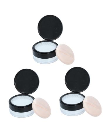 Beavorty 3 pcs makeup containers makeup compact powder case empty loose powder compact empty loose powder Mx3pcs Blackx3pcs