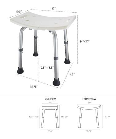 Ez2care Adjustable Lightweight Shower Bench - White, 12.5 to 18 inch - Pack of 1 - Buy Online on GoSupps.com