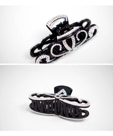 Yusier Lotus Rhinestone Hair Clip - Sparkling Diamond Crystal Grab Clip for Women - Black Hair Accessories - Buy Online on GoSupps.com