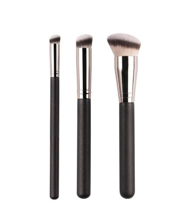 3-Piece Makeup Brush Set - Concealer Brush and Foundation Brush with Soft Synthetic Fibre for Liquid Foundation and Concealer