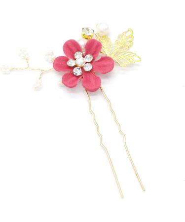 Toyvian Handmade Wedding Hair Comb Clip Set - Floral Rhinestone Hair Accessories for Brides and Bridesmaids (Rosy) - Buy Online on GoSupps.com