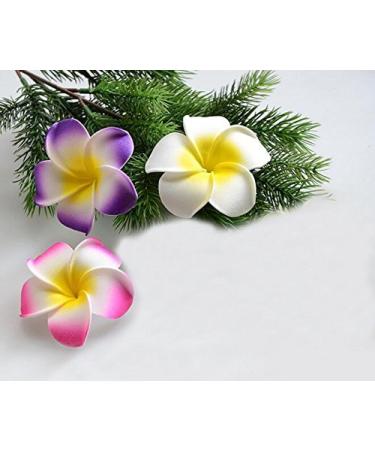 12 Pack Bohemia Style Foam Frangipani Flower Hair Clips - Perfect for Weddings Beach Vacations & Parties - Violet - Buy Online on GoSupps.com