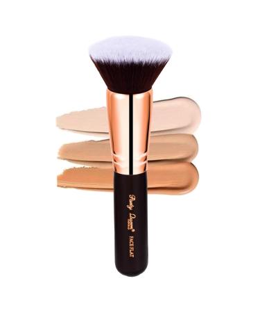 Party Queen Flat Top Kabuki Foundation Brush, Vegan Makeup Tool,Synthetic Makeup Brushes for Liquid, Cream,Blending Mineral,Powder,Buffing Stippling,Easy to Clean, Soft ,Travel Size Makeup Tools,RoseGold FV8