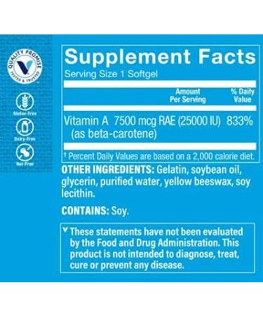 The Vitamin Shoppe BetaCarotene 2500IU Softgels - Vision & Immune Health Support - 300 Count - Buy Online on GoSupps.com