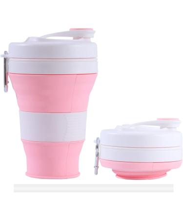 YEEWORIG 600ml Collapsible Travel Cup with Lid & Straw - Pink | Leak-Proof Portable Camping Mug/Silicone Water Bottle for Hot & Cold Drinks - 20.3 oz - Buy Online on GoSupps.com