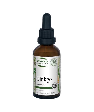 St. Francis Herb Farm Ginkgo (Ginkgo biloba leaf) Certified Organic Herbal Tincture Extract used in Herbal Medicine to support peripheral circulation it is also beneficial for improving cognitive behaviour and sleep patterns - 50ml 50 ml (Pack of 1)
