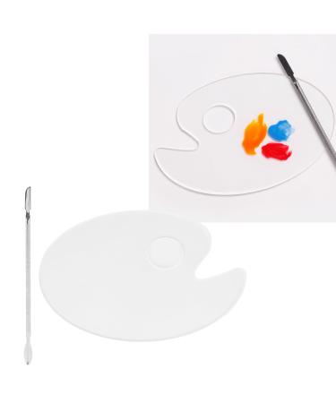 Julyue Acrylic Cosmetic Palette with Spatula Thumb Hole Nail Art Mixing Palette Transparent Drawing Mixing Palette Cosmetic Makeup Palette for Liquid Foundation