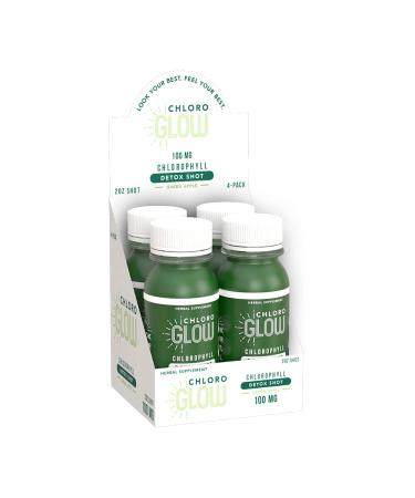 Chloroglow Chlorophyll Detox Shots | All Natural and Organic Plant Based Mix Drink to Boost Energy and Your Immune System | Cleanses and Detoxifies (4 Pack)