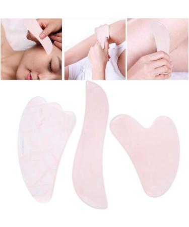 3PC Rose Quartz Scraping Plate Set - Body & Face Massage Tools for Lifting Anti-Folds & Relaxation - Buy Online on GoSupps.com