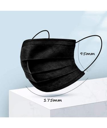100 Pcs Black Disposable Face Masks - 3 Ply Protective Masks - Buy Online on GoSupps.com