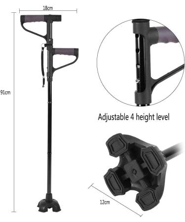 Canes Walking Cane Retractable Collapsible Anti Slip Height Hand Walking Stick with LED Light Double T Handle Elderly Walking Cane for Old Man - Buy Online on GoSupps.com
