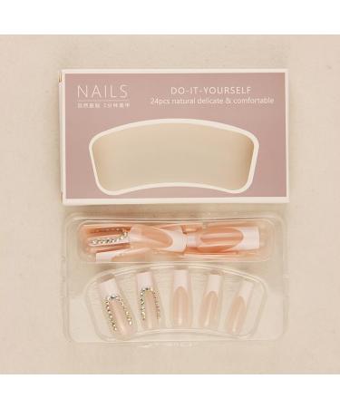 French Tip Press on Nails - Long Square Press On Nails with Nail Tips White edged Colored Diamond press on nails Acrylic False Nails Cute Artificial Nails - Buy Online on GoSupps.com