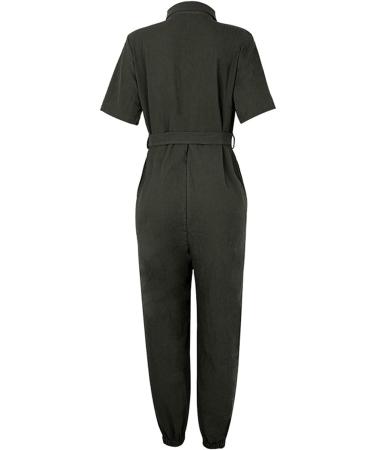 Mimacoo Green Overall Jumpsuit Set for Women - Short Sleeve Shirts and Long Pants Outfit - Size Large - Buy Online on GoSupps.com