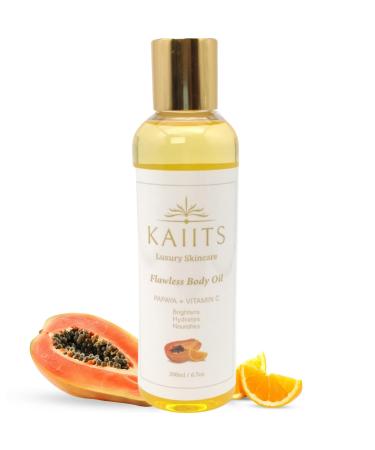 Flawless Body Oil with Papaya Vitamin C & Vitamin E. Hydrating and Deeply Nourishing Oil for Scars Fine Lines Dark Spots and Skin Rejuvenation. 200ml | 6.7 oz.