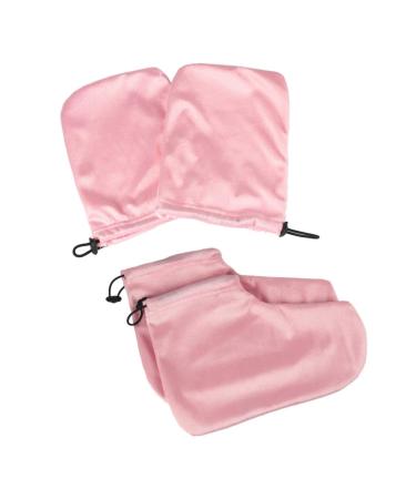 2 paires Set de Gants et Coton Isolant pour Bain de Paraffine Protection Chaleur pour Mains et Kit Th rapie Cire Chaude Rose