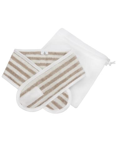 HANDMADE BY AVO Spa Headband - 100% Organic Cotton Towel Terry Cloth Women Facial Makeup Head Band Soft Head Wraps for Shower Washing Face Bath (Brown)