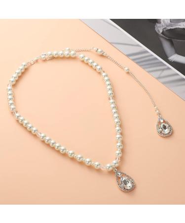 Minzaos BETHYNAS Bridal Pearl Backdrop Necklace - Elegant Wedding Accessory for Women and Girls - Buy Online on GoSupps.com