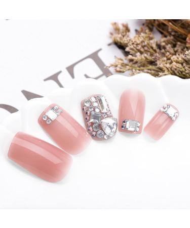 Shop Sethexy Medium Glossy Pink Sparkle False Fingernails with Rhinestones - 24pcs Acrylic Press-On Nail Tips for Women & Girls - Buy Online on GoSupps.com