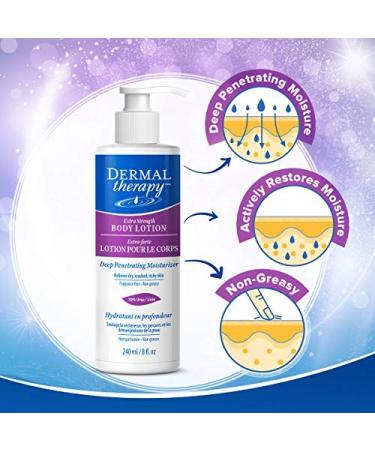 Dermal Therapy Extra Strength Body Lotion - Hydrating Treatment for Dry Cracked Skin | 5% Alpha Hydroxy Acids, 10% Urea | 8 fl. oz (Two Pack) - Buy Online on GoSupps.com