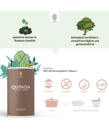 Zellgut Organic Quinoa Glims 800g | Gluten-Free Whole Grain Raw Food | Vegan | High Protein & Fiber | EU Bio Agriculture - Buy Online on GoSupps.com