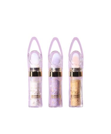 3 Colors Body Glitter Set  Polvo De Hadas Shimmer Face and Body Highlighter Powder  High Gloss Fairy Glitter Sparkle Brightens Makeup Stick for Face Body Hair Cosmetic (White + Pink+ Gold Brown) Set A
