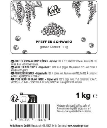 KoRo - Whole Black Peppercorns | 1 kg - Buy Online on GoSupps.com