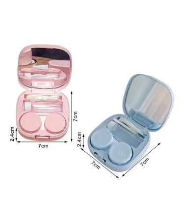 Mini Travel Contact Lens Etui Set - 2 Pieces with Mirror | Soft Storage Case in Pink & Blue - Buy Online on GoSupps.com