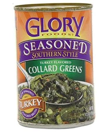 Glory Foods, Seasoned, Collard Greens in Turkey Broth, 14.5oz Can (Pack of 6) 14.5 Ounce (Pack of 6)