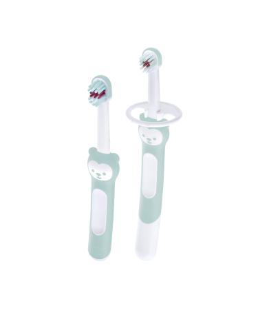 MAM Learn to Brush Set Baby Toothbrush with Long Handle for Holding Together Children's Toothbrush Trains Brushing Teeth from 5+ Months Turquoise Pack of 1 Learn to Brush Set Turquoise - Buy Online on GoSupps.com