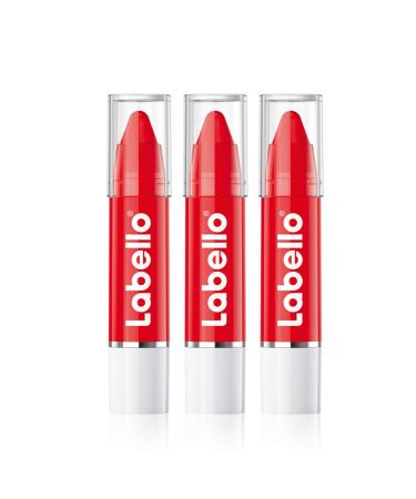 Labello Labello Lips2Kß Colour Poppy Red Lip Balm with True Care Labello Lipstick 3 x 3 g Pack of 3