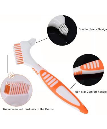 Angzhili 3 Pcs Denture Cleaning Brush - Double Sided Portable Brush for False Teeth Care (Yellow) - Buy Online on GoSupps.com