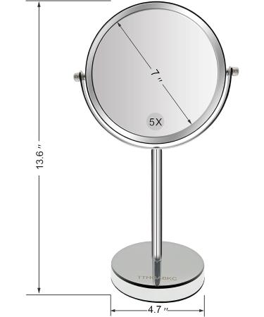 7-Inch Double Sided 1X/5X Magnifying Makeup Mirror with 360 Swivel - Travel Vanity Mirror with Stand - Buy Online on GoSupps.com