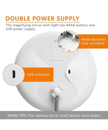 USB 10X Magnifying Makeup Mirror with LED Light and Flexible Gooseneck - Powerful Suction Cup Vanity Mirror - Buy Online on GoSupps.com