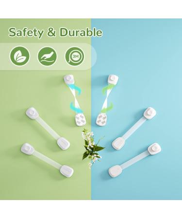 SAFELON 6 Pcs Baby Safety Cupboard & Cabinet Locks - Childproof Strap Locks for Drawers, Fridges, Toilets - Clear White - Buy Online on GoSupps.com