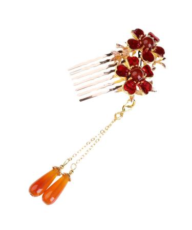 FRCOLOR Small Soap 1pc Hair Comb Wedding Headpiece for Bride Flower Hair Accessories Pearl Hair Accessories Wedding Side Comb Chinese Hair Accessories Chinese Decor Miss Tassel Walk Agate