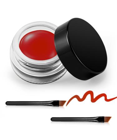 Erinde Red Gel Eyeliner  Waterproof Long Lasting Cream Eyeliner Gel Pot  High-Intensity Pigments Smudge-Proof Eye Liner Makeup  Water-Resistant Eyeliner with 2PCS Brushes 12 Red